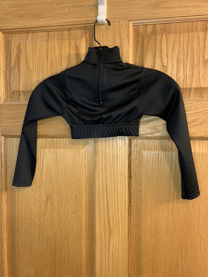 Alleson Cheerleading Girls XS Black Long Sleeve Crop Shirt Cheer Dance RN 80185 | eBay