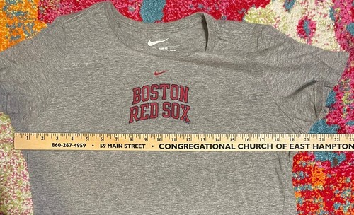 Nike Boston Red Sox Women’s V-Neck T-Shirt Large Gray Slim Fit Baseball - Picture 6 of 9
