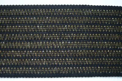 3 Yds. Black/Gold Zigzag Rows Soft 4 3/4'' Sewing Trim B-82