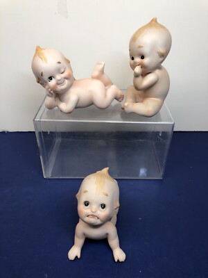 4.5  Vintage Lefton s Japan Kewpie Figures Dolls Set Of 3 All Bisque Very Cute R