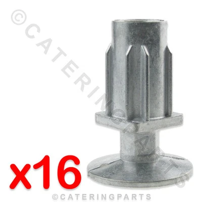 CPUK 16 x 30mm SQUARE TABLE LEGS / ADJUSTABLE FOOT INSERTS FOR CATERING APPLIANCES