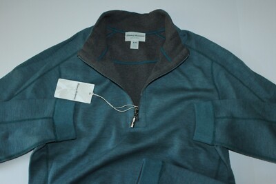 Tommy Bahama Flipsider Half Zip Reversible Sweatshirt Teal Blue New Medium M