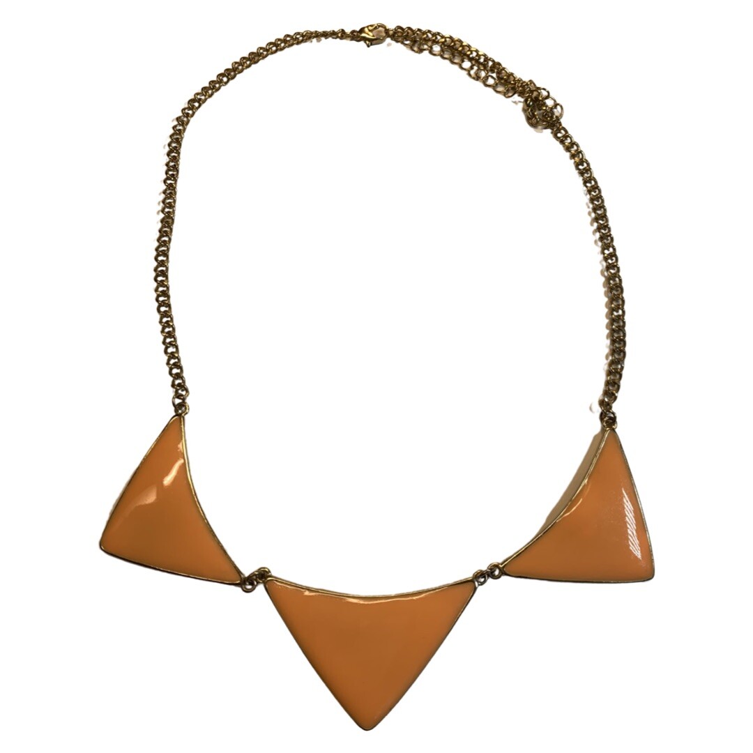 Orange Triangle Geometric Statement Necklace 22” … - image 4