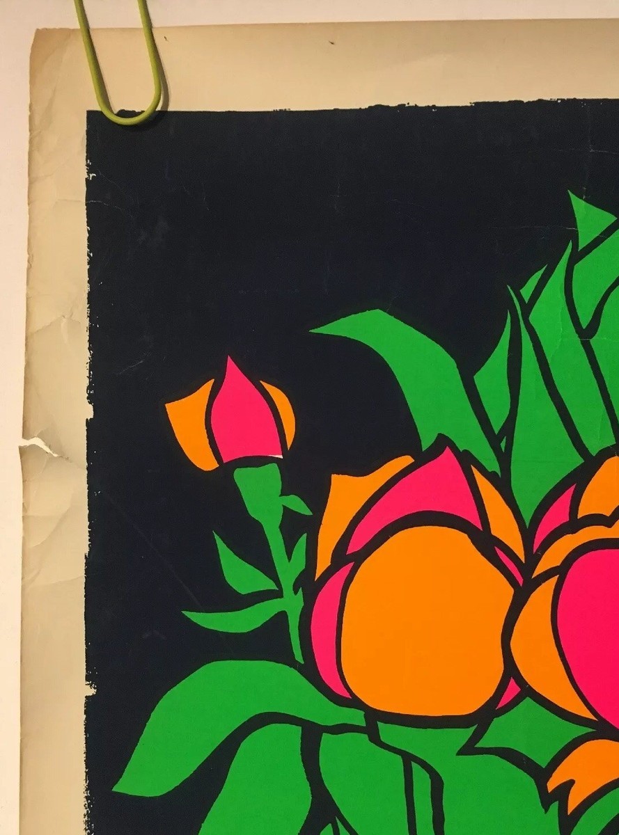Original Vintage Black Light Psychedelic Poster Power Plant