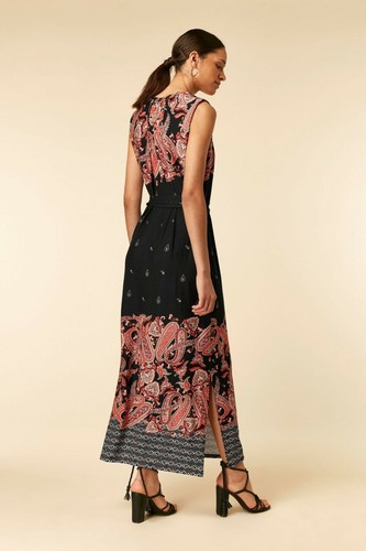 Wallis Multi Black Paisley Border Maxi Dress 10 - Picture 3 of 6