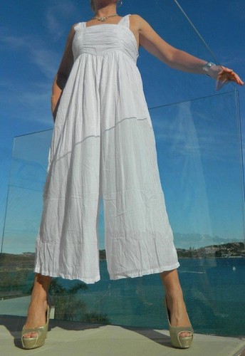 VINTAGE Nemuki 1970s Original Hippie Bohemian, Resort Retro White Jumpsuit - Picture 4 of 4