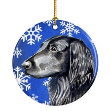 Flat Coated Retriever Winter Snowflakes Holiday Ceramic Ornament LH9276-CO1