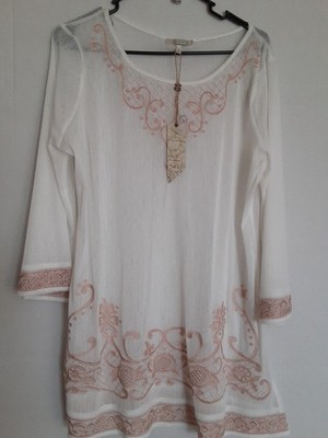 Gimmicks Boho Tunic  Semi Sheer Top Nwt Size Large
