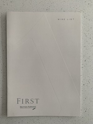 British Airways First Class Weinkarte in super Zustand