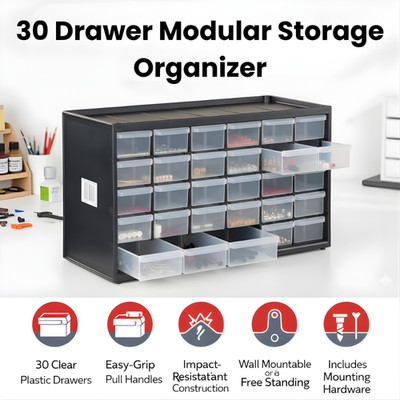 30 Drawer Small Parts Organizer Storage Cabinet Bin Tool Box Hardware Screw Bolt