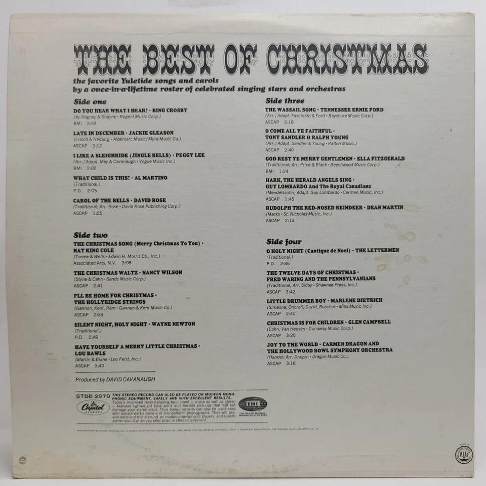 The Best Of Christmas DOUBLE Vinyl LP 1968 Bing Crosby, Nat King Cole & MORE! EX - Image 3 of 4