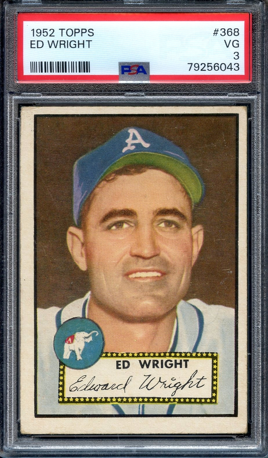 1952 Topps Tough High #368 Ed Wright PSA 3 Philadelphia Athletics 6043