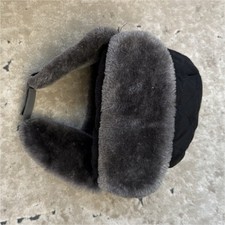 Boys Trapper Hat Faux Fur Lined Ear Flaps Solid Black/Gray