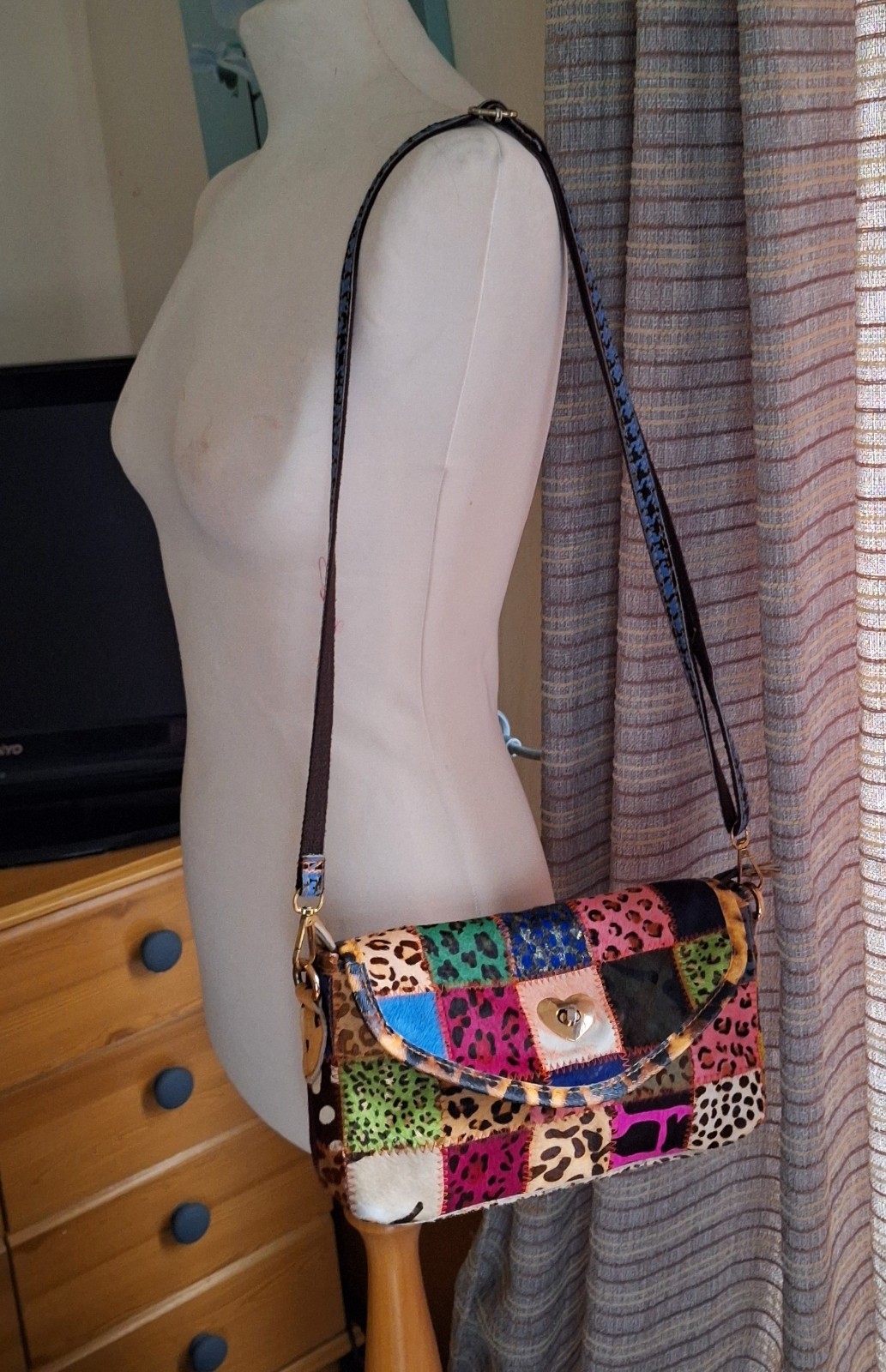 FUNKY MULTICOLOURED PATCHWORK HAIR ON COWHIDE LEA… - image 21