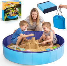 Kids Foldable Portable Sandbox, Large 48'' Sand Box for Outdoor Indoor Use