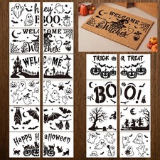 Moucuny 10 Pcs Halloween Boo Door Mat Stencils for Painting and Crafts