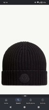 Moncler Men's One Size Beanie Hat Insanely ComfortableBlack Rib-knit Beanie Hat
