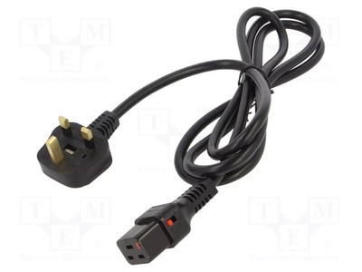 schwarz 13A BS 1363 (G) Stecker,IEC C19 weiblich Kabel