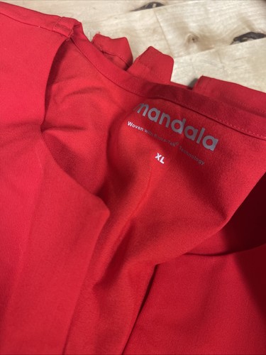 Mandala Women’s Notch Neck Top Scrub and Bottom Tall Cargo Set Size XL Red New - Picture 3 of 6