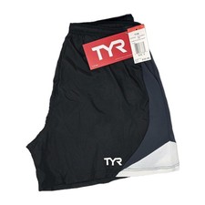 TYR Men's Comp 5" Tri Run Short w/ Brief Liner SSMX6A Black Pockets Size S