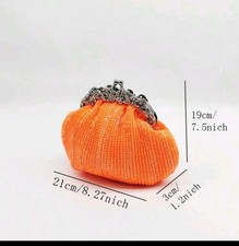 Women's Orange Sequin Evening Clutch Bag   Elegant Rhinestone Party Handbag