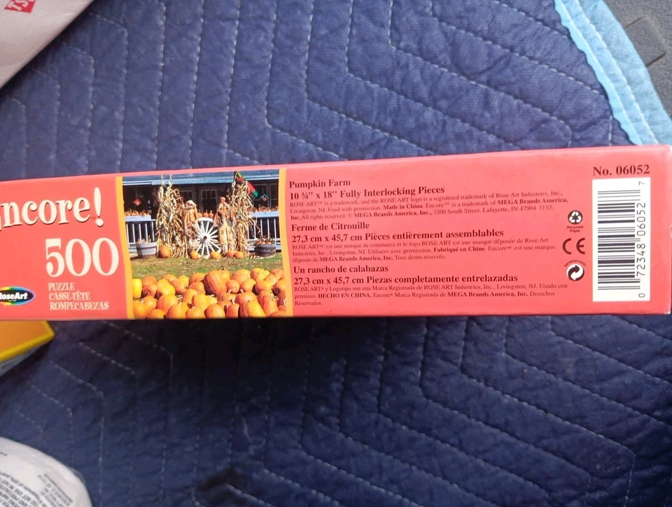 RoseArt Encore!#06052 "PUMPKIN 农场" 500 件拼图 10 3/4" x 18" 全新未拆封 — 第 3/4 张图片