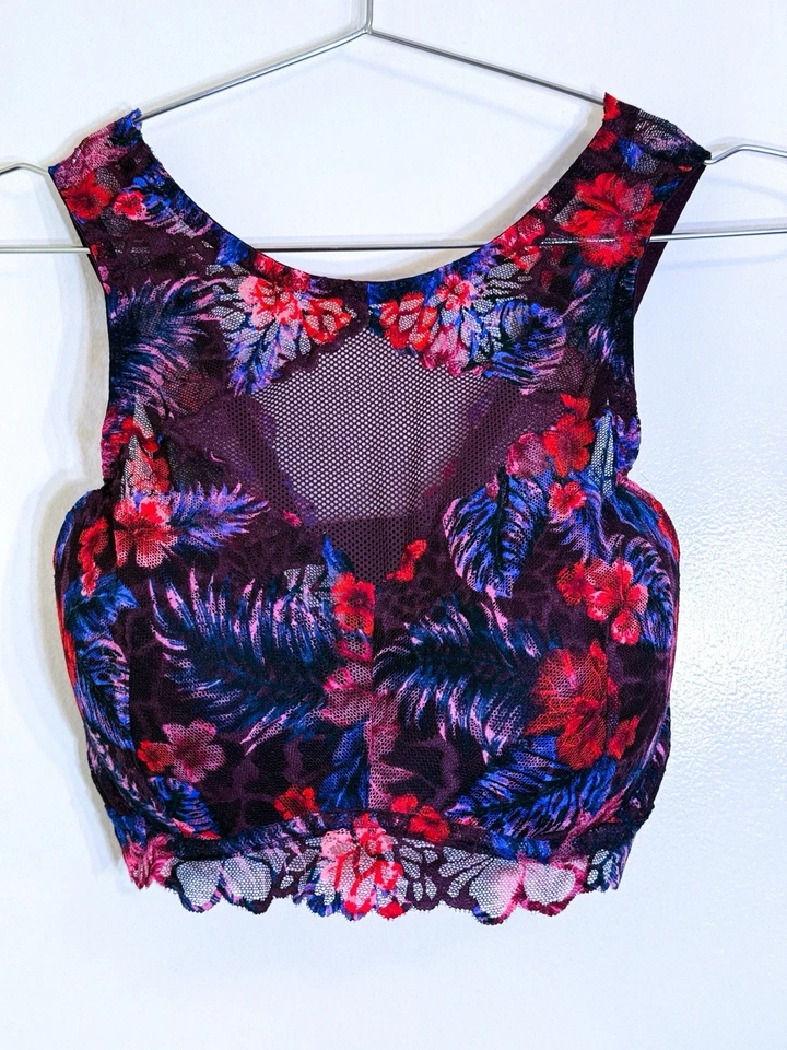 Victoria Secret 32C PINK Bralette Bra Blue Lace Push Up Add 1-2 Sizes Underwire - Image 4 of 4