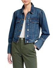 Veronica Beard Bright Blue Pouf Sleeve Denim Jean Jacket S - Excellent Condition