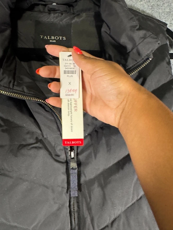 Talbots Vest Women 1X Black Quilted Puffer Full Zip Outdoor Winter Cozy Down NWT - Image 3 of 4