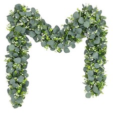 2Pcs Eucalyptus Garland, 5.9FT Greenery Garland, Green Garland with Flowers, ...