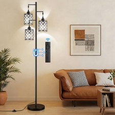 Dimmable Floor Lamp, Farmhouse Standing Lamp with Elegant Metal Cage, Industr...