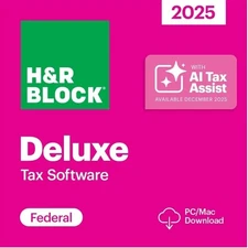 H&R Block Tax Software Deluxe 2025 PC/Mac [Key Card]