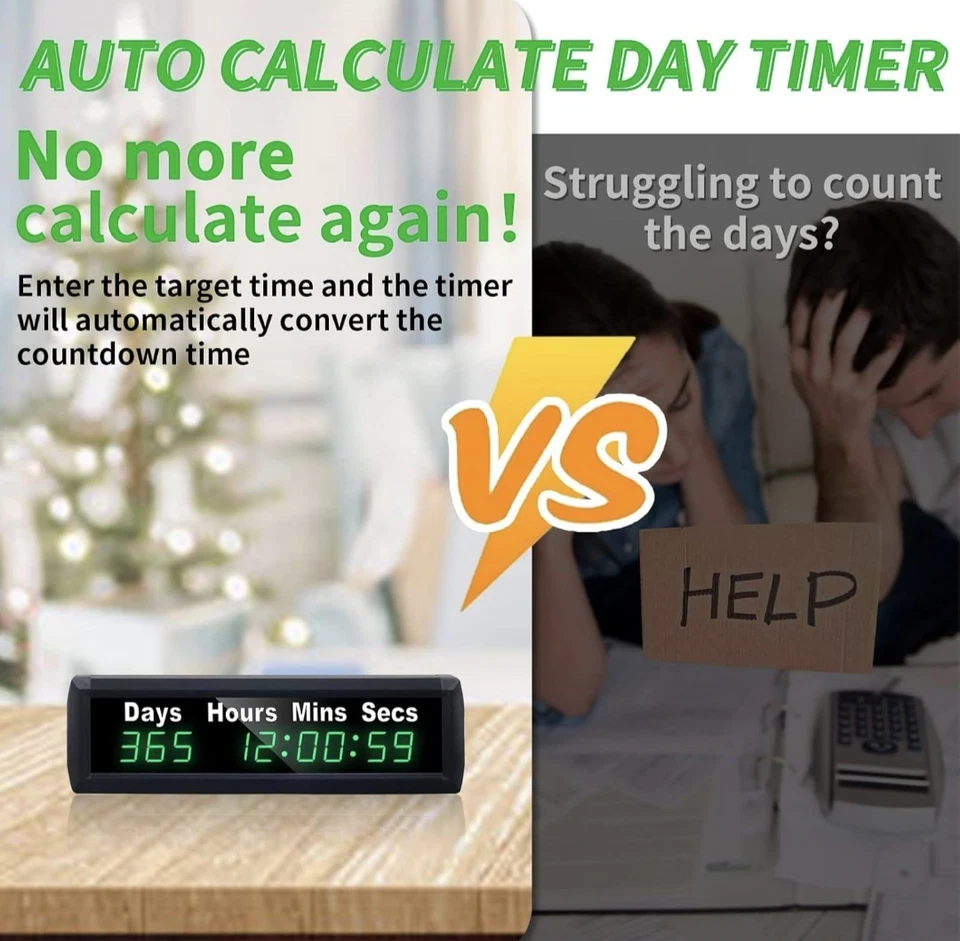 Digital Days Countdown Timer Clock, Retirement Countdown Calendar up to 999 Days - Image 3 of 4