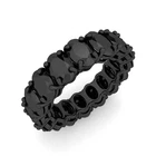 2.00Ct Oval Black Moissanite Women's Eternity Band Ring 14K Black Gold Plated