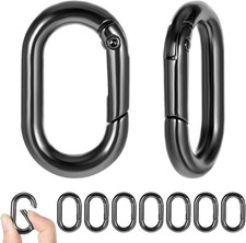 10PCS Small Stainless Steel Oval Spring Carabiner Clips 1" Lightweight