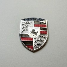 Set of 5 PORSCHE Emblem Sliver Metal Plate Badge Car Decoration & Tape Sticker