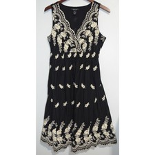 Karen Kane Embroidered Floral Dress M Cottagecore Boho Resort Wedding Guest