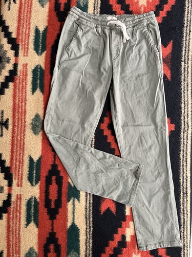 Marine Layer Saturday Straight Twill Pants Size Medium Green Stretch Drawstring