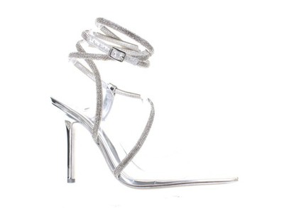 JLO by Jennifer Lopez Womens Paz Silver Ankle Strap Heels Size 8 (7686014)