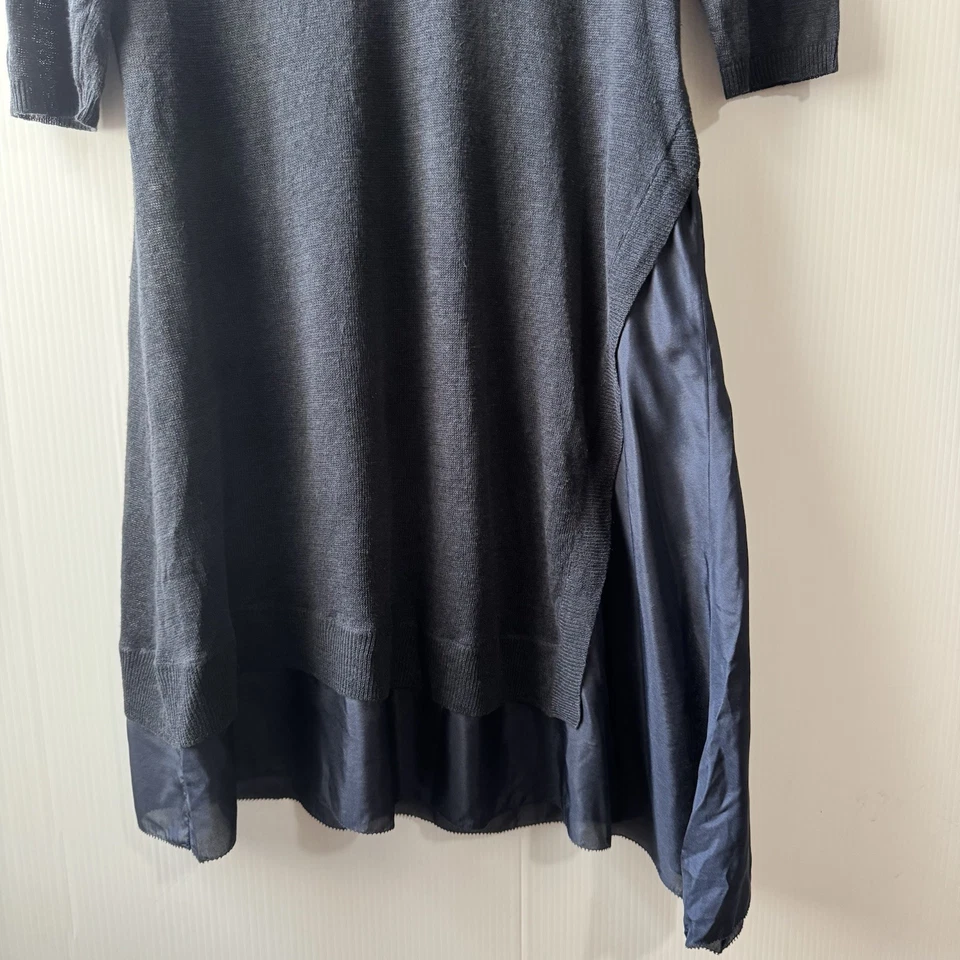 Túnica Eileen Fisher Talla XS Lino Mezcla Seda Cuello en V Media Manga Dobladillo Asimétrico Foto 4 de 4