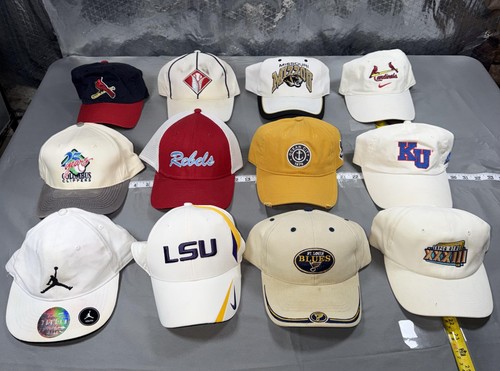 MLB NCAA Hat Cap 12 Lot Mens One Size Multi Nike Adidas New Era Reseller Lot