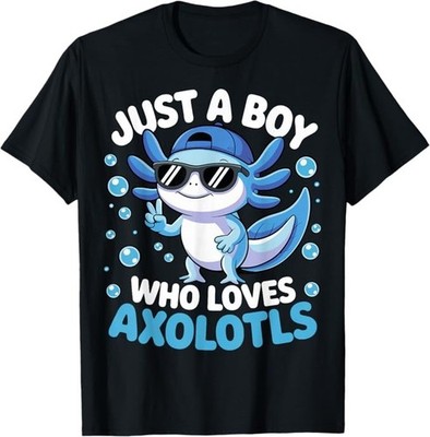 Just A Boy Who Loves Axolotls Cute Axolotl Kids Boys T-Shirt