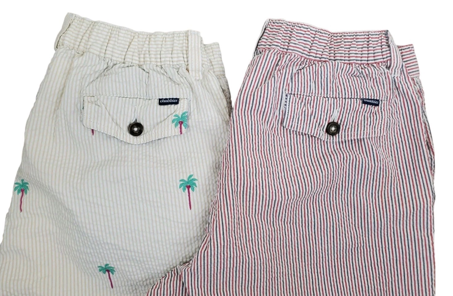 Chubbies Originals Seersucker Shorts Mens M (28-31 x7) White Red Beige The Palms