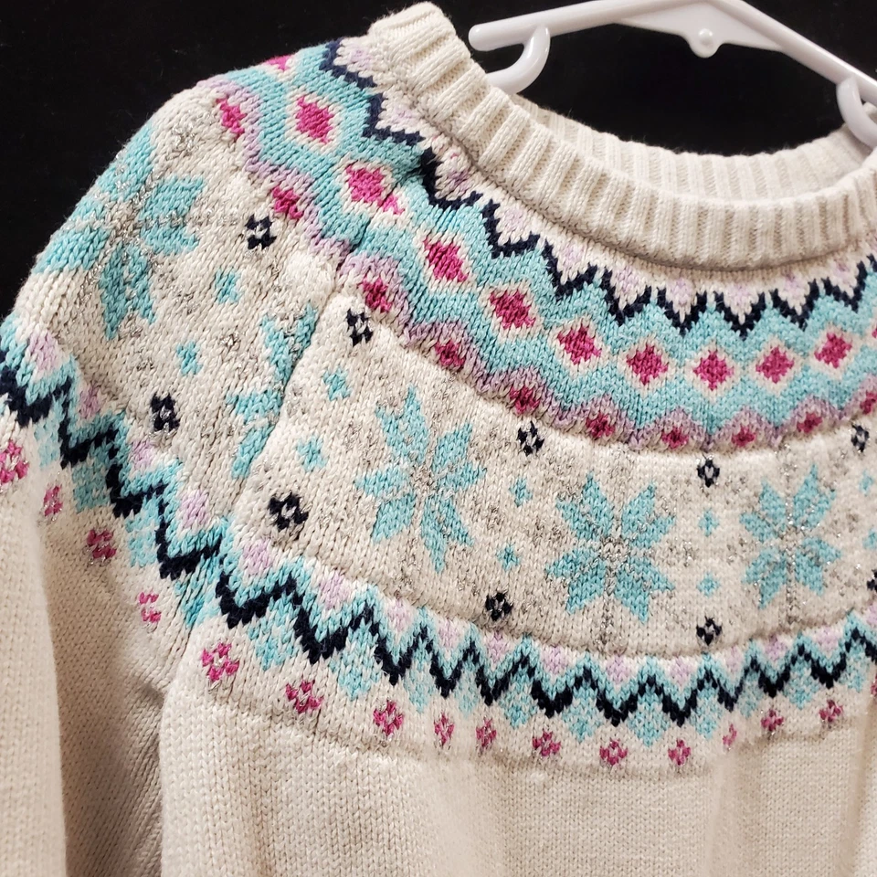 Suéter J Crew Niñas Fair Isle Cuello Simulado Talla L Marfil Invierno Capas Navidad Foto 2 de 4