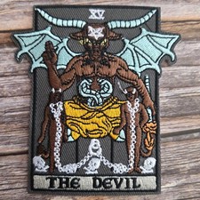 The Devil Tarot Card Gothic Witch Occult Satan Demon Iron on Patch