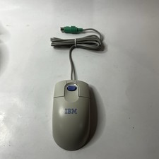 Vintage IBM Mouse MO09K PS/2 ScrollPoint II Ball Retro PC Tan