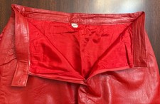 Vintage 1970  s Thick Red A-Line Leather Skirt