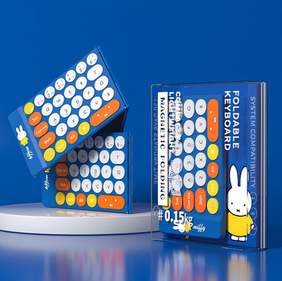 Miffy Foldable Mini Portable Wireless Bluetooth Keyboard - Blue