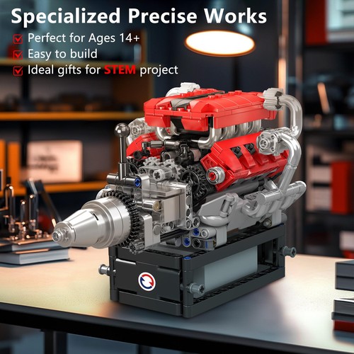 Visible Engine 750+ Pcs Visible V8 Internal Combustion Ohc Engine Motor Working Model ...
