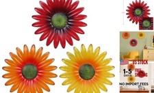 Metal Flower Wall Decor - 3 Pcs 9" Outdoor Wall Art Backyard 9"-3 pack- ROY